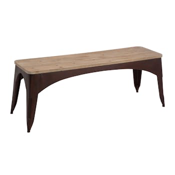 Banc pieds métal et assise en bois 117x37x45cm FOREST