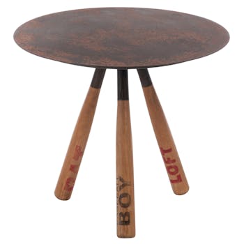 Table d'appoint en bois et métal marron et gris D60xH53cm