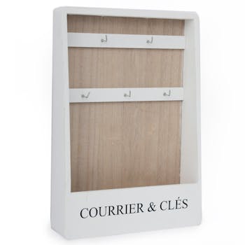Range courriers et clés mural blanc 32 cm