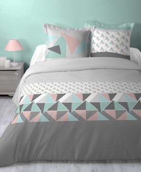 Parure de lit géométrique pastel 240x220cm SCANDI