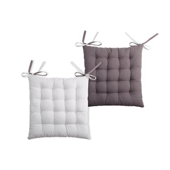 Galette de chaise carrée 40x40 100% Coton Gris-Perle DUO
