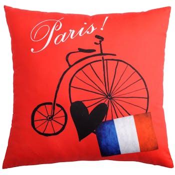 Coussin romantique rouge décor grand BI Paris 40x40cm METROPOLE