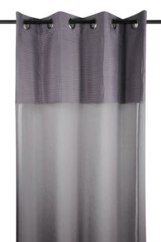 Rideau voilage anthracite rayures en relief 140x260cm à oeillets  SOCHIC