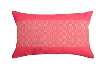 Coussin décor floral fuschia 30x50cm 100% coton LOLITA FUSCHIA