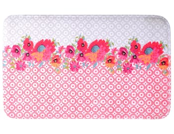 Tapis de sol touché doux gris et fuschia décor floral 45x75cm LOLITA FUSCHIA