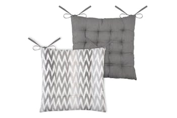 Galette de chaise 16 points imprimée gris en coton 40x40cm IKATI