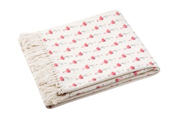 Jeté de canapé écru à motifs Flamands Roses 130x170cm en coton RISEN