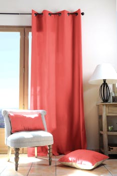 Rideau uni corail 135x240cm 100% coton DUO