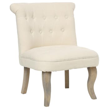 Fauteuil Crapaud capitonné en tissu et pieds bois 56x61xH73cm