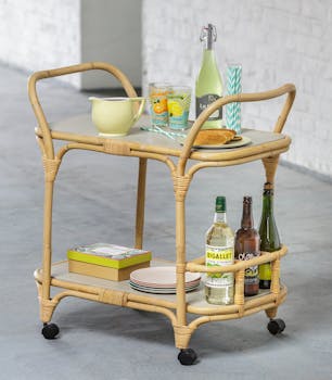 Desserte à roulettes en rotin KOK