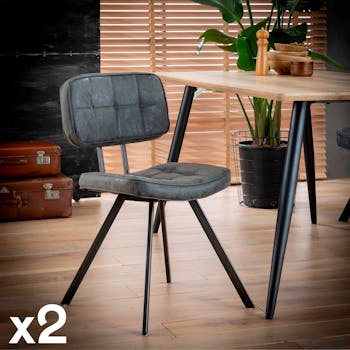 Chaise capitonnée noire pieds étoile TRIBECA (lot de 2)
