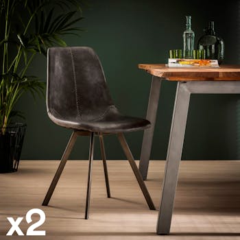 Chaise scandinave noire coutures apparentes pieds étoile HELSINKI (lot de 2)