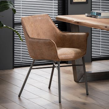 Fauteuil de table camel patiné MELBOURNE