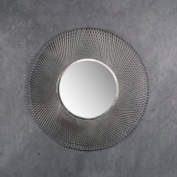 Miroir rond croisillons métal D80 cm TRIBECA