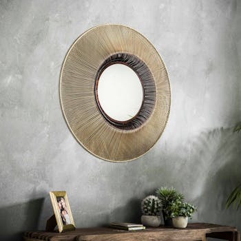 Miroir rond contemporain or et cuivré D80 cm TRIBECA
