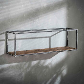 Etagère rectangulaire bois recyclé brut métal vieilli 100 cm OMSK