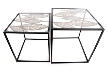 Table basse  gigogne motif feuilles (lot de 2)