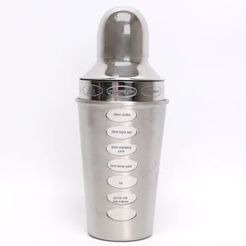 Shaker cocktail métal argenté avec recettes