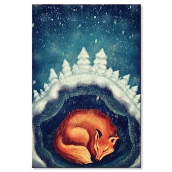 Tableau enfant renard endormi plexiglas