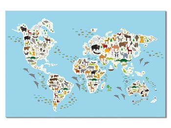 Tableau enfant atlas animaux du monde plexiglas
