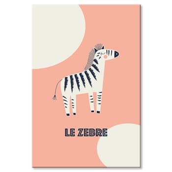 Tableau enfant zèbre fond rose plexiglas