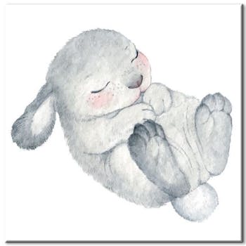 Tableau enfant lapin gris aluminium