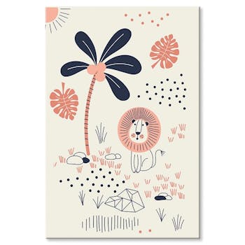 Tableau enfant lion crinière rose aluminium