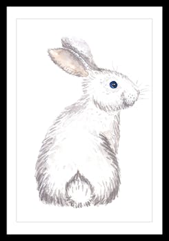 Affiche enfant encadrée lapin blanc
