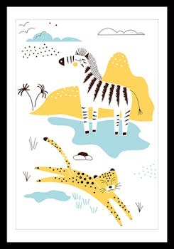Affiche enfant encadrée savane