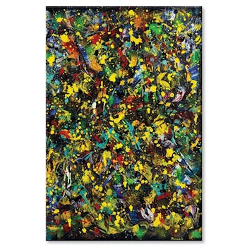 Tableau plexiglas abstrait couleurs fond noir