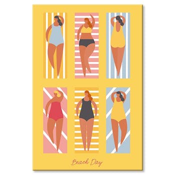 Tableau toile bord de mer baigneuses