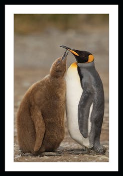 Affiche décorative encadrée duo de pingouins