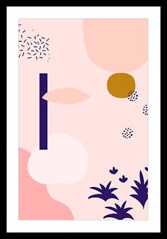 Affiche décorative encadrée graphique rose poudré