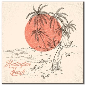 Tableau toile vintage Huntington Beach