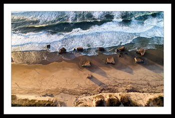Affiche décorative encadrée blockhaus plage