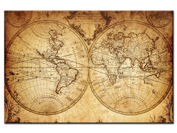 Tableau toile carte du monde vintage