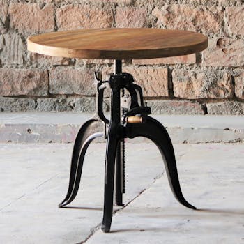 Table réglable en hauteur bois recyclé 77-102 cm LEEDS