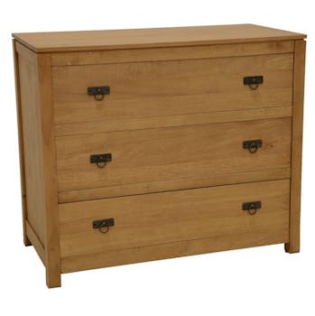 Commode Hévéa 3 tiroirs 100x50x84,6cm HELENA
