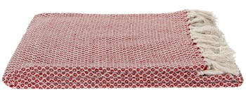 Plaid rouge marsala à franges 170x130 cm