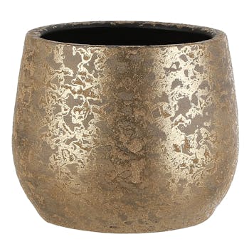 Cache-pot en terre cuite doré