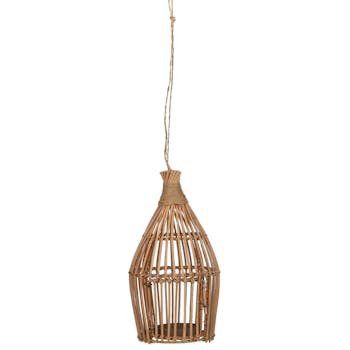 Lanterne à suspendre rattan naturel H 35 cm