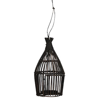 Lanterne rattan noir à suspendre H 35 cm