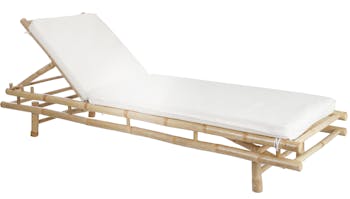 Transat en bambou naturel avec coussin écru