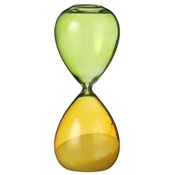 Sablier de décoration jaune et vert H16 cm