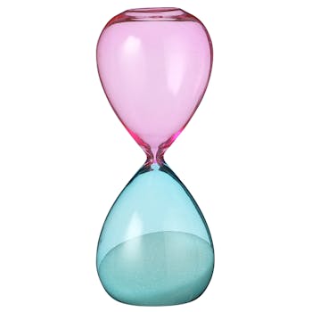 Sablier de décoration rose et bleu H16 cm