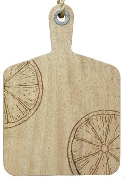Planche à découper en bois de manguier motif citron M2
