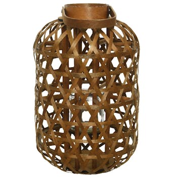 Lanterne ajourée en bois marron