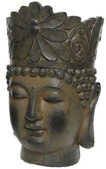 Cache-pot tête de bouddha marron blanchi M2