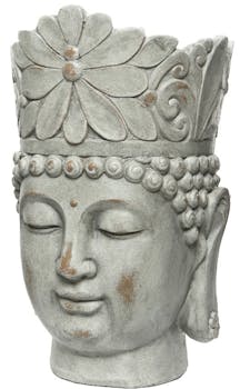 Cache-pot tête de bouddha gris blanchi M2