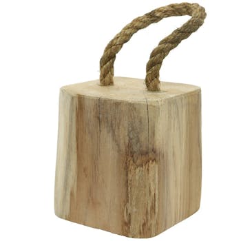 Butée de porte en teck poignée corde